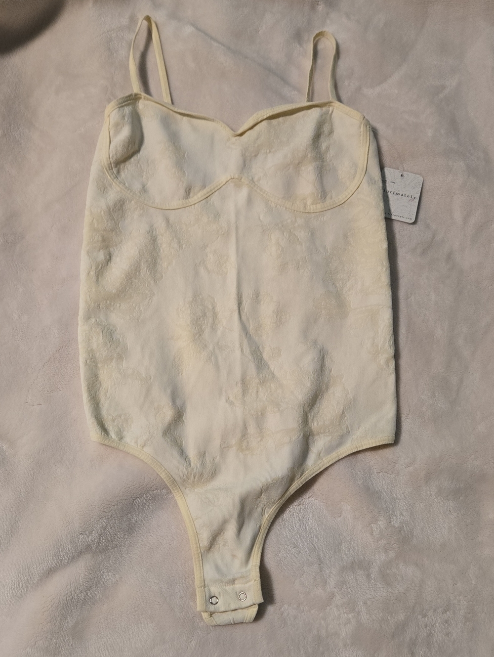 Free People Cream Lace Bodysuit with Adjustable Straps